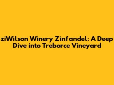ziWilson Winery Zinfandel: A Deep Dive into Treborce Vineyard